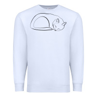 White Sleeping Cat Line Art Premium Sweatshirt - linhVisuals