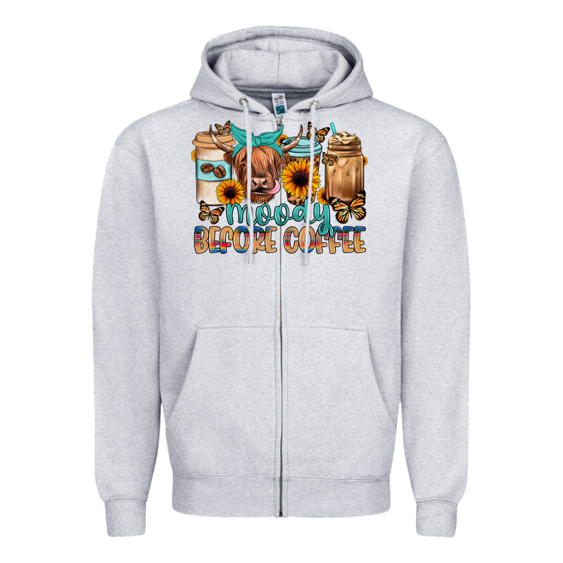 Moody Before Coffee Zipper Hoodie by JahusDesignShop | Teevron