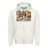 Oatmeal Heather moody before coffee Zipper Hoodie - JahusDesignShop