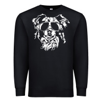 Black border collie dog t  shirt border collie with sunglasses cool dog t  s Premium Sweatshirt - linhVisuals