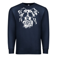 Navy border collie dog t  shirt border collie with sunglasses cool dog t  s Premium Sweatshirt - linhVisuals