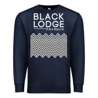 Navy twin peaks inspired japanese black lodge Premium Sweatshirt - linhVisuals