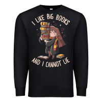 Black i like big books Premium Sweatshirt - linhVisuals