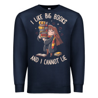 Navy i like big books Premium Sweatshirt - linhVisuals