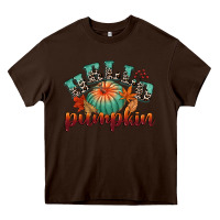 Chocolate Brown hello pumpkin Heavy Core Tee - CowGirlArtShop