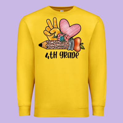 Peace Love 4th Grade Premium Sweatshirt Designed By Jahusdesignshop