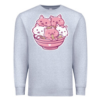 Heather Grey kawaii cat ramen   cute gift Premium Sweatshirt - linhVisuals