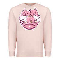 Pale Pink kawaii cat ramen   cute gift Premium Sweatshirt - linhVisuals