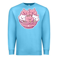 Ocean Blue kawaii cat ramen   cute gift Premium Sweatshirt - linhVisuals