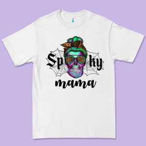 Spooky Mama Skull Premium Tee Designed By Ranaportraitstore