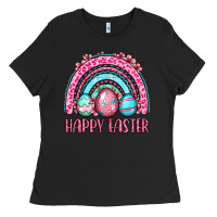 Black Happy Easter eggs rainbow Ladies Tee - OliviaCreatesArt
