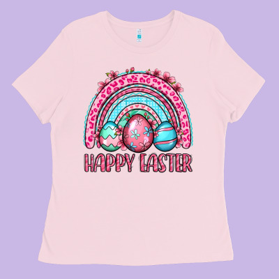 Happy Easter Eggs Rainbow Ladies Tee Designed By Oliviacreatesart