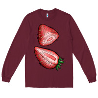 Burgundy strawberries 1 Long Sleeve Tee - BundleAndBundleShop
