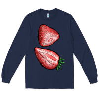 Navy strawberries 1 Long Sleeve Tee - BundleAndBundleShop
