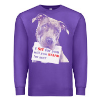 Purple pitbull t  shirt i sit for you will you stand for me t  shirt Premium Sweatshirt - linhVisuals