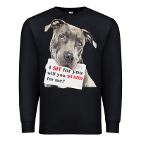 Black pitbull t  shirt i sit for you will you stand for me t  shirt Premium Sweatshirt - linhVisuals