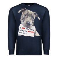 Navy pitbull t  shirt i sit for you will you stand for me t  shirt Premium Sweatshirt - linhVisuals