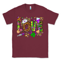 Burgundy Mardi Gras love Nurse Classic Tee - HowdyJamesFarm