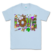 Dusty Blue Mardi Gras love Nurse Classic Tee - HowdyJamesFarm