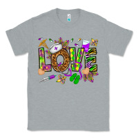 Heather Grey Mardi Gras love Nurse Classic Tee - HowdyJamesFarm