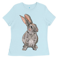 Baby Blue Easter bunny Ladies Tee - OliviaCreatesArt
