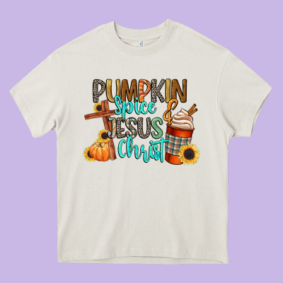 Pumpkin Spice And Jesus Christ Heavy Core Tee Designed By Cowgirlartshop
