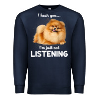 Navy pomeranian i hear you not listening t shirt Premium Sweatshirt - linhVisuals