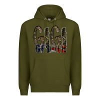 Army Green gigi of both Premium Hoodie - RacoonDesign