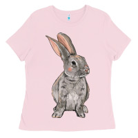 Bubblegum Pink Easter bunny Ladies Tee - OliviaCreatesArt