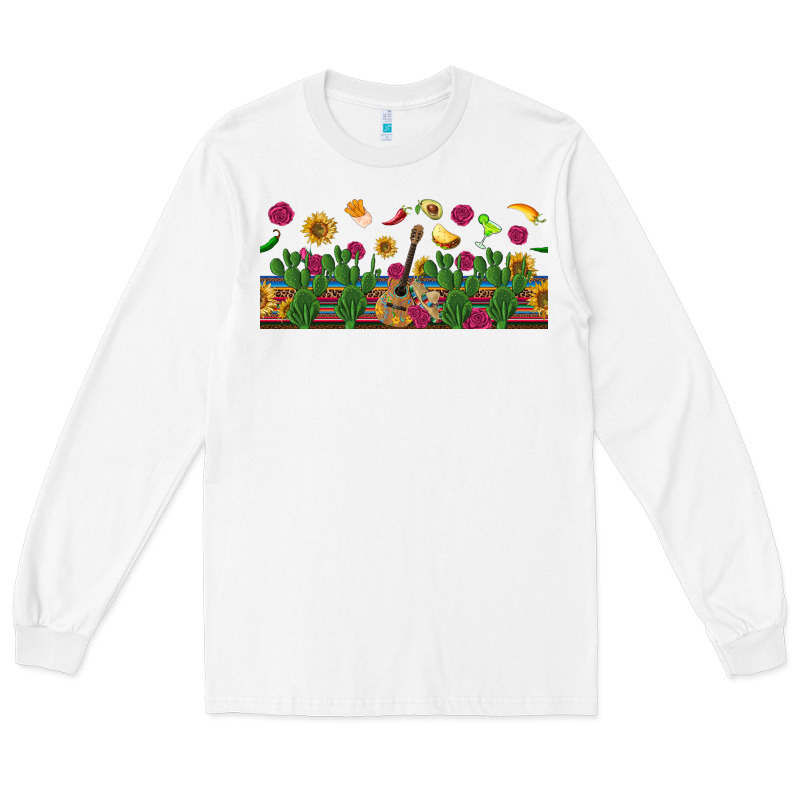 Mexican Sombrero Guitar Rose Cactus Libbey  Cup Long Sleeve Tee by BundleAndBundleShop | Teevron
