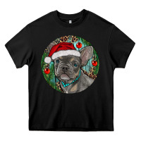 Black Frenchie Christmas Heavy Core Tee - RanaPortraitStore