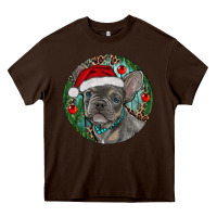 Chocolate Brown Frenchie Christmas Heavy Core Tee - RanaPortraitStore