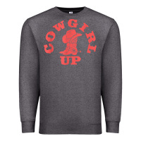 Charcoal Heather cowgirl up leopad hat boot rodeo western country southern t shirt Premium Sweatshirt - linhVisuals