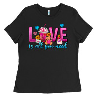 Black Love Is All You Need Valentines Day Frappe Coffee Ladies Tee - FaDigitalArtStudio