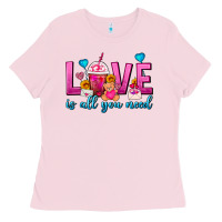 Bubblegum Pink Love Is All You Need Valentines Day Frappe Coffee Ladies Tee - FaDigitalArtStudio