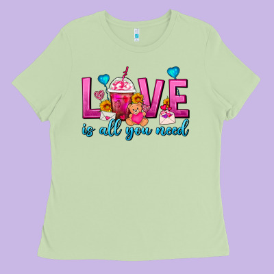Love Is All You Need Valentines Day Frappe Coffee Ladies Tee Designed By Fadigitalartstudio