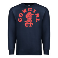 Navy cowgirl up leopad hat boot rodeo western country southern t shirt Premium Sweatshirt - linhVisuals