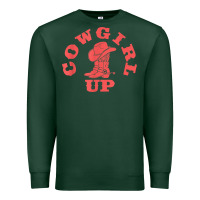 Sports Green cowgirl up leopad hat boot rodeo western country southern t shirt Premium Sweatshirt - linhVisuals