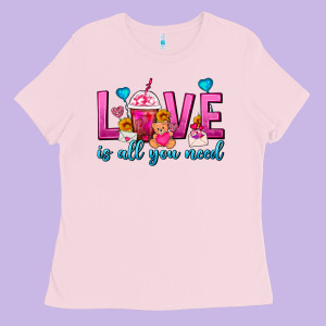 Love Is All You Need Valentines Day Frappe Coffee Ladies Tee Designed By Fadigitalartstudio