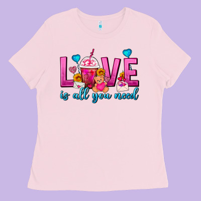 Love Is All You Need Valentines Day Frappe Coffee Ladies Tee Designed By Fadigitalartstudio