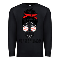 Black Baseball Mom Skull Premium Sweatshirt - linhVisuals