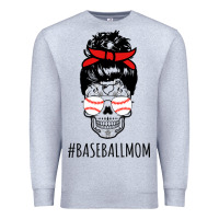 Heather Grey Baseball Mom Skull Premium Sweatshirt - linhVisuals