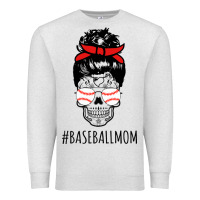 Oatmeal Heather Baseball Mom Skull Premium Sweatshirt - linhVisuals