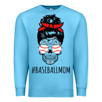 Ocean Blue Baseball Mom Skull Premium Sweatshirt - linhVisuals