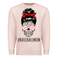 Pale Pink Baseball Mom Skull Premium Sweatshirt - linhVisuals