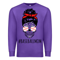 Purple Baseball Mom Skull Premium Sweatshirt - linhVisuals