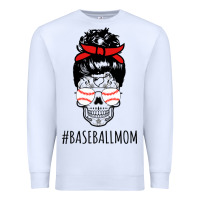 White Baseball Mom Skull Premium Sweatshirt - linhVisuals
