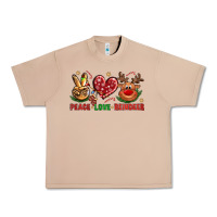 Burro Peace Love Reindeer Christmas Urban Heavy Tee - BundleAndBundleShop
