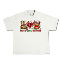 Pistachio Peace Love Reindeer Christmas Urban Heavy Tee - BundleAndBundleShop