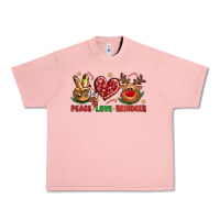 Salmon Peace Love Reindeer Christmas Urban Heavy Tee - BundleAndBundleShop